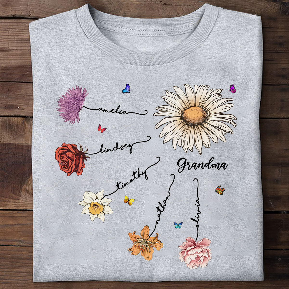Grandma Mom Birth Flowers Personalized Shirt, Gift for Moms, for Grandmas