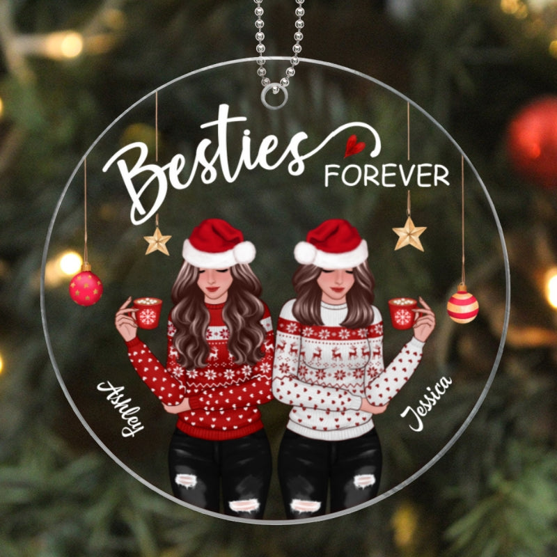 Front View Christmas Besties Personalized Acrylic Ornament