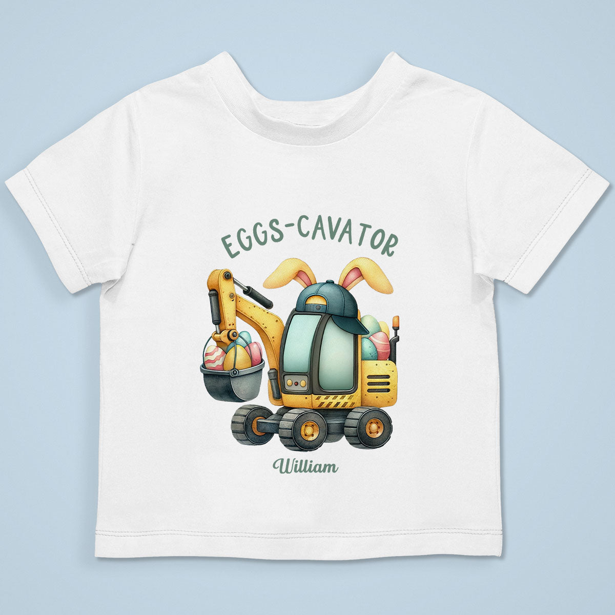 Eggs-Cavator Boy Girl Watercolor Personalized Baby Onesie Baby Shirt