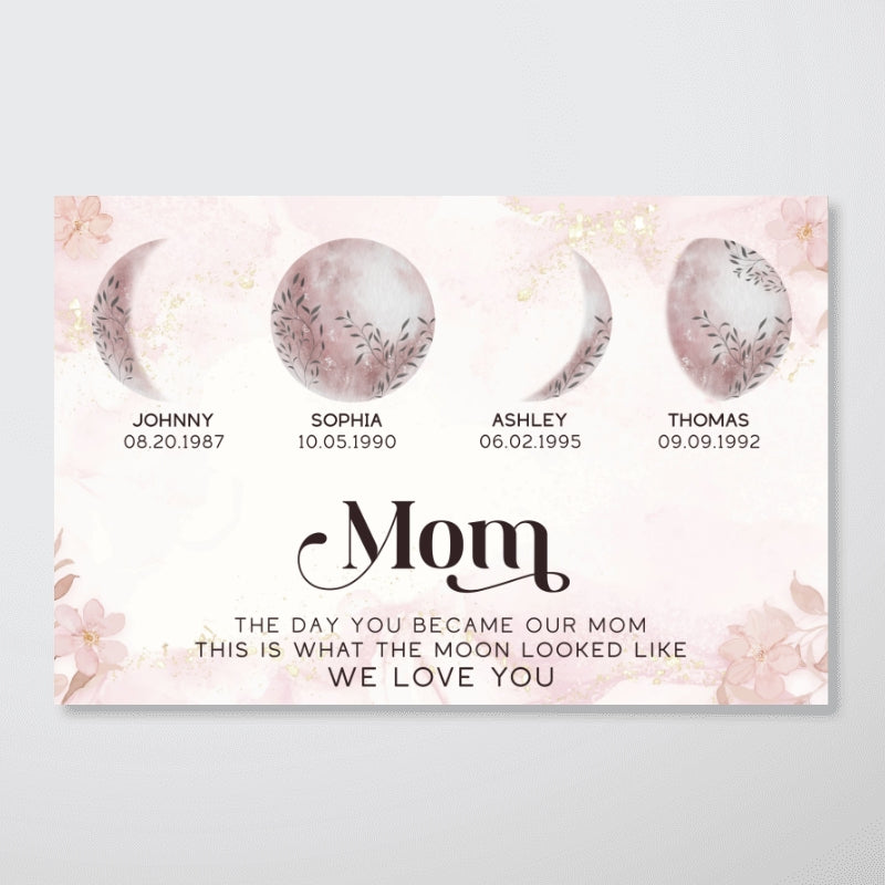 This Is What The Moon Looked Like The Day You Became Mom Grandma Custom Birth Moon Phase Personalized Poster