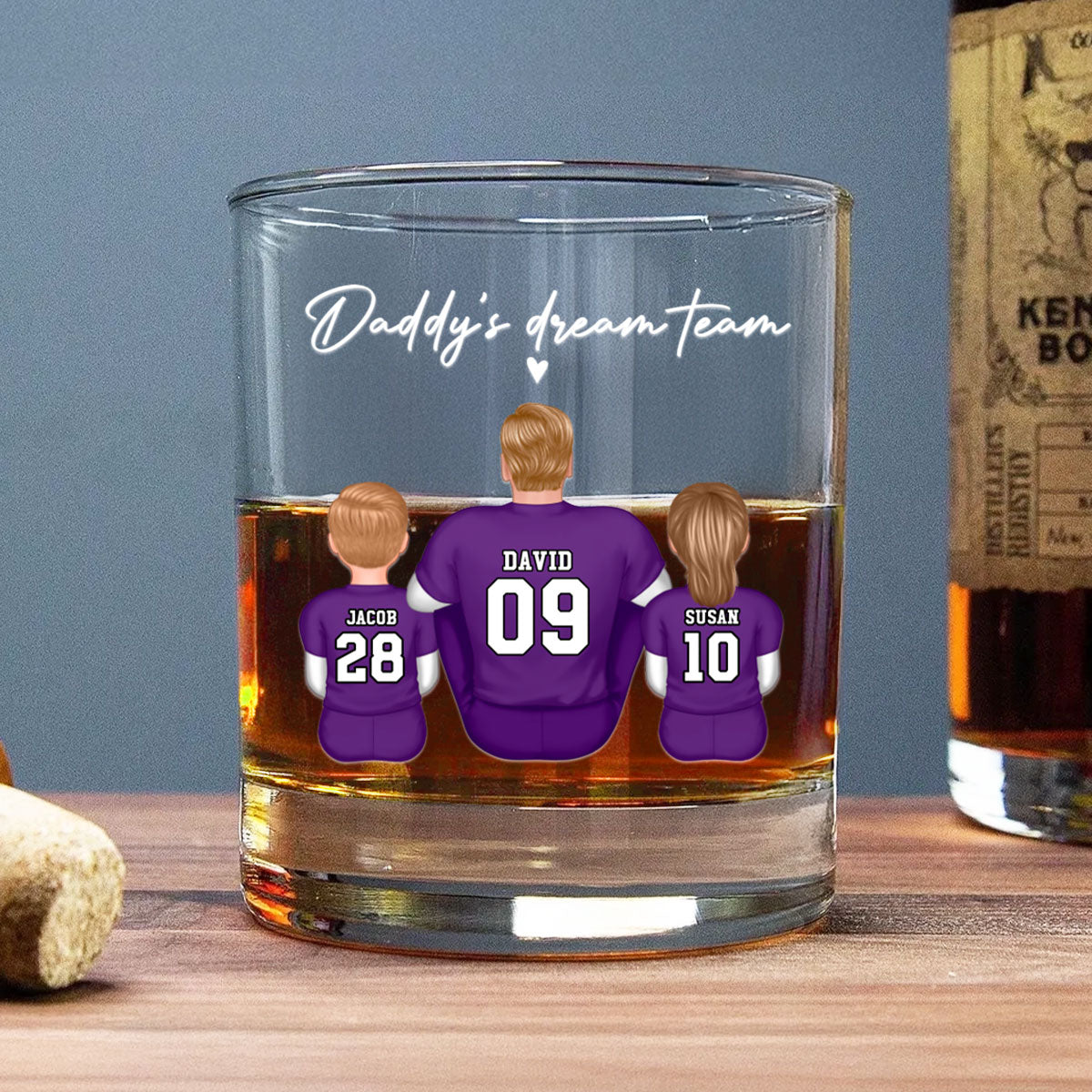 Football Daddy's Dream Team Personalized Wine Glass, Father's Day Gift for Football Dads