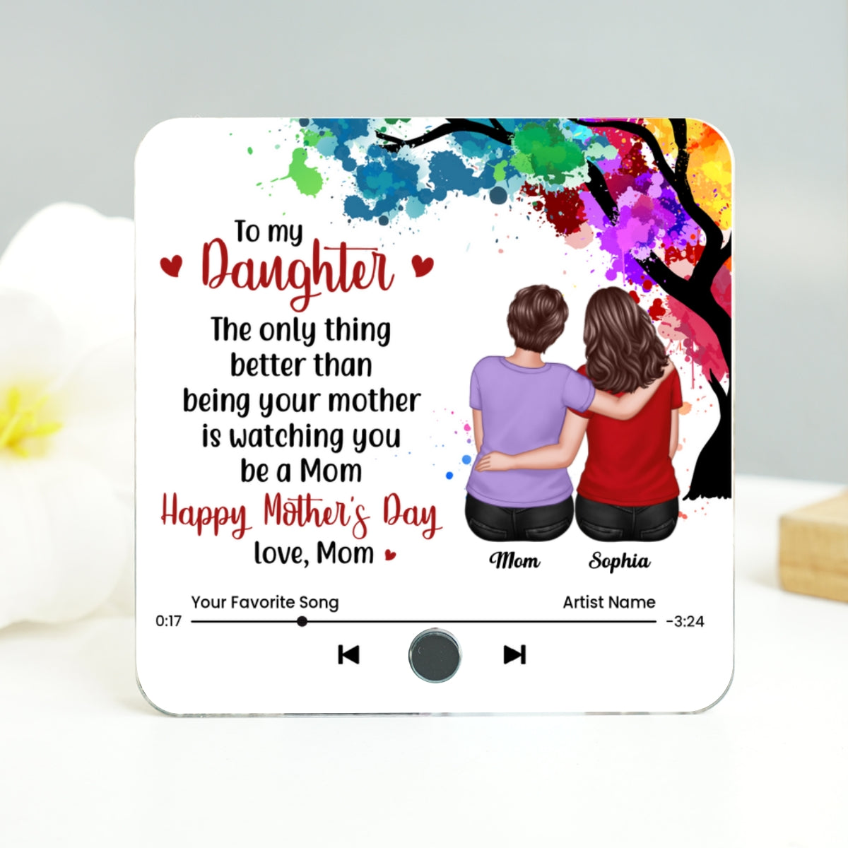 From Mom To My Daughter Personalized Music Fridge Magnet, Heartfelt Gift for Daughter, Daughter-in-law