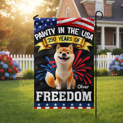 Pawty In The USA - Personalized Garden Flag - Gift For Dog Lovers