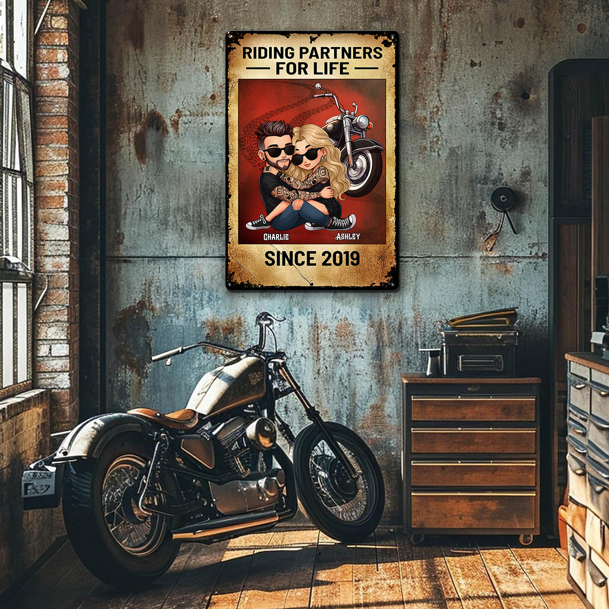 You Don't Stop Riding When You Get Old Biker Couple Personalized Metal Sign, Gifts For Riders