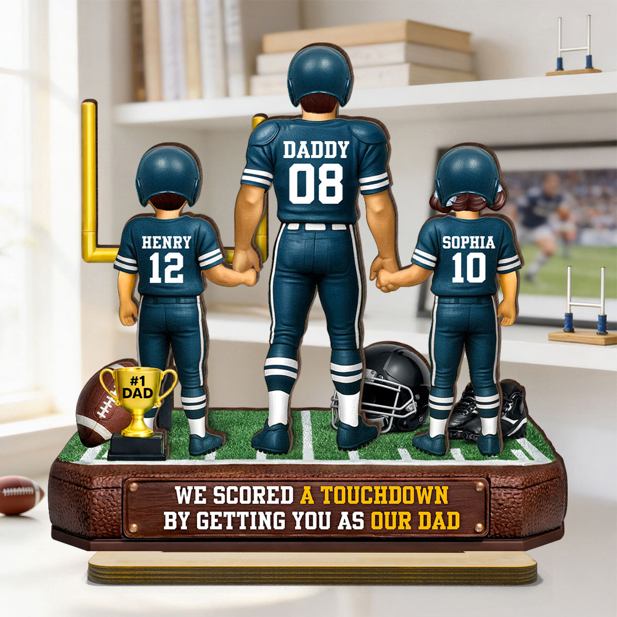 American Football Dad We Scored A Touchdown - Personalized 2-Layered Wooden Plaque - Heartfelt Gift For Football Dad, Gift For Husband