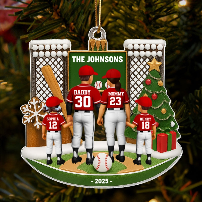 3D Effect Baseball Family Personalized Acrylic Ornament, Gift for Loved Ones