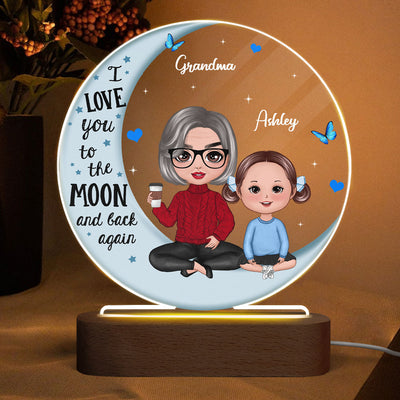 Doll Grandma Grandkids Blue Moon - Personalized Acrylic Block/ Plaque LED Night Light