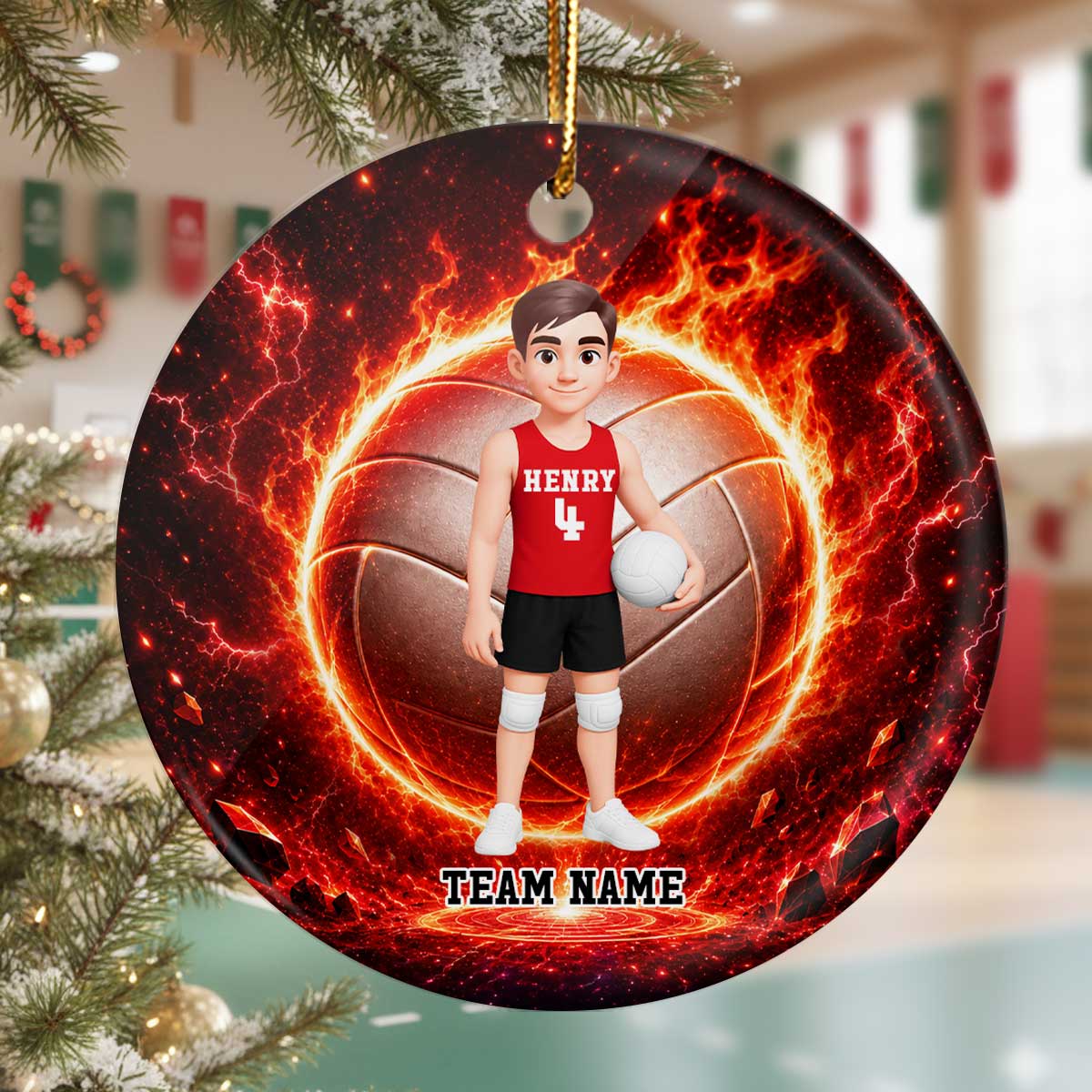 Trending Volleyball Boy & Girl - Personalized Ceramic Ornament - Christmas Gift For Kids, Grandkids