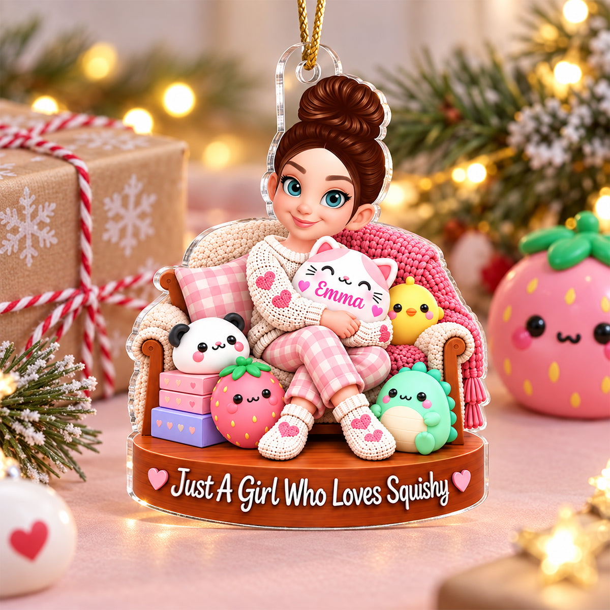 Just a Girl Who Loves Squishy - Personalized Acrylic Ornament - Christmas Gift for Daughter, Granddaughter