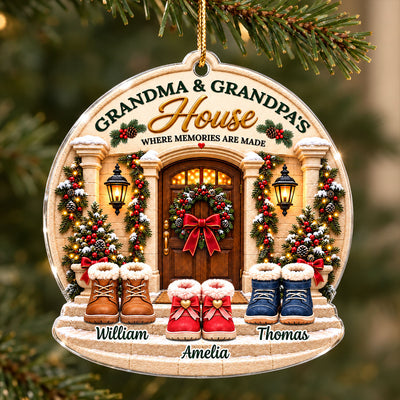 Grandma & Grandpa's House Grandkids Welcome - Personalized Acrylic Ornament - Christmas Gift for Grandparents