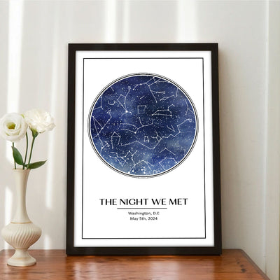 Custom Star Map Night Sky Poster to Capture the Precious Moment, The Night We Met Couple Anniversary Gift, Wedding Gift, Constellation Print, Real Astronomical Data
