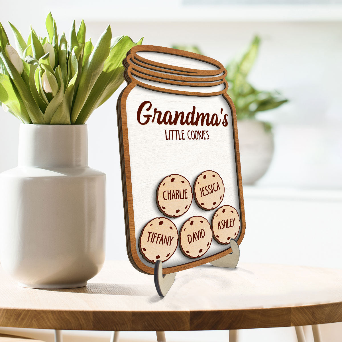 Grandma Mom Cookies Jar Gift Personalized 2-layer Wooden Plaque