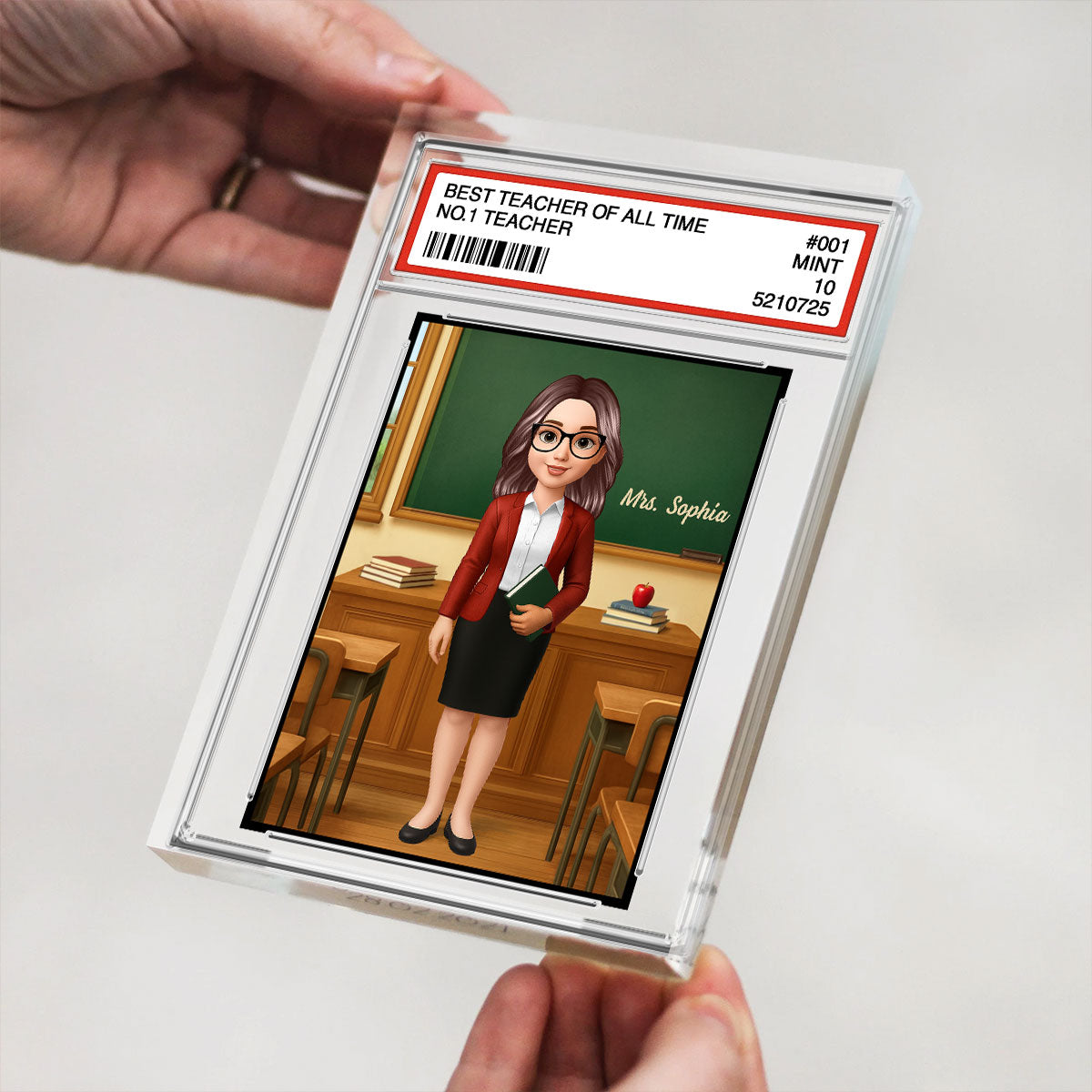 3D Effect Teacher Trading Card Style Personalized Acrylic Block Plaque