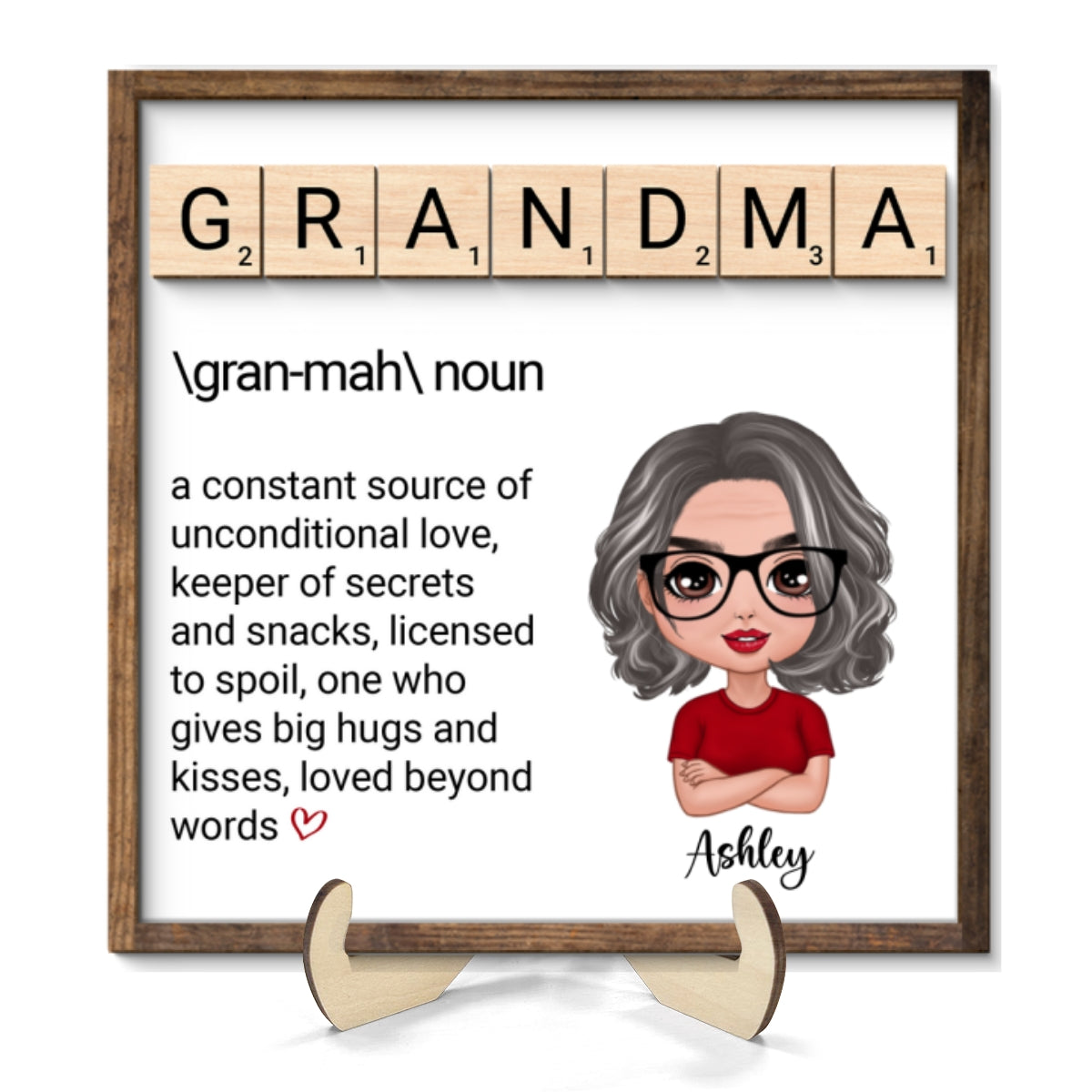 Grandma Definition Personalized 2-Layer Wooden Plaque