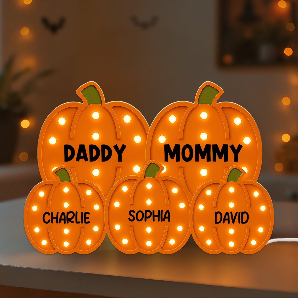 3D Effect Family Pumpkin Patch Marquee Pattern Texture - Personalized Light Box - Cozy Fall Vibe Home Decoration