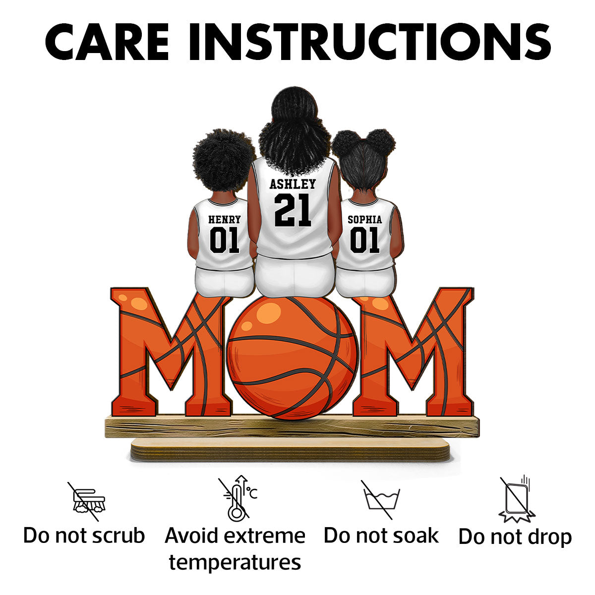 Basketball Mom And Kids - Personalized 2-Layered Wooden Plaque - Gift for Mom, Gift for Grandma, Gift for Wife