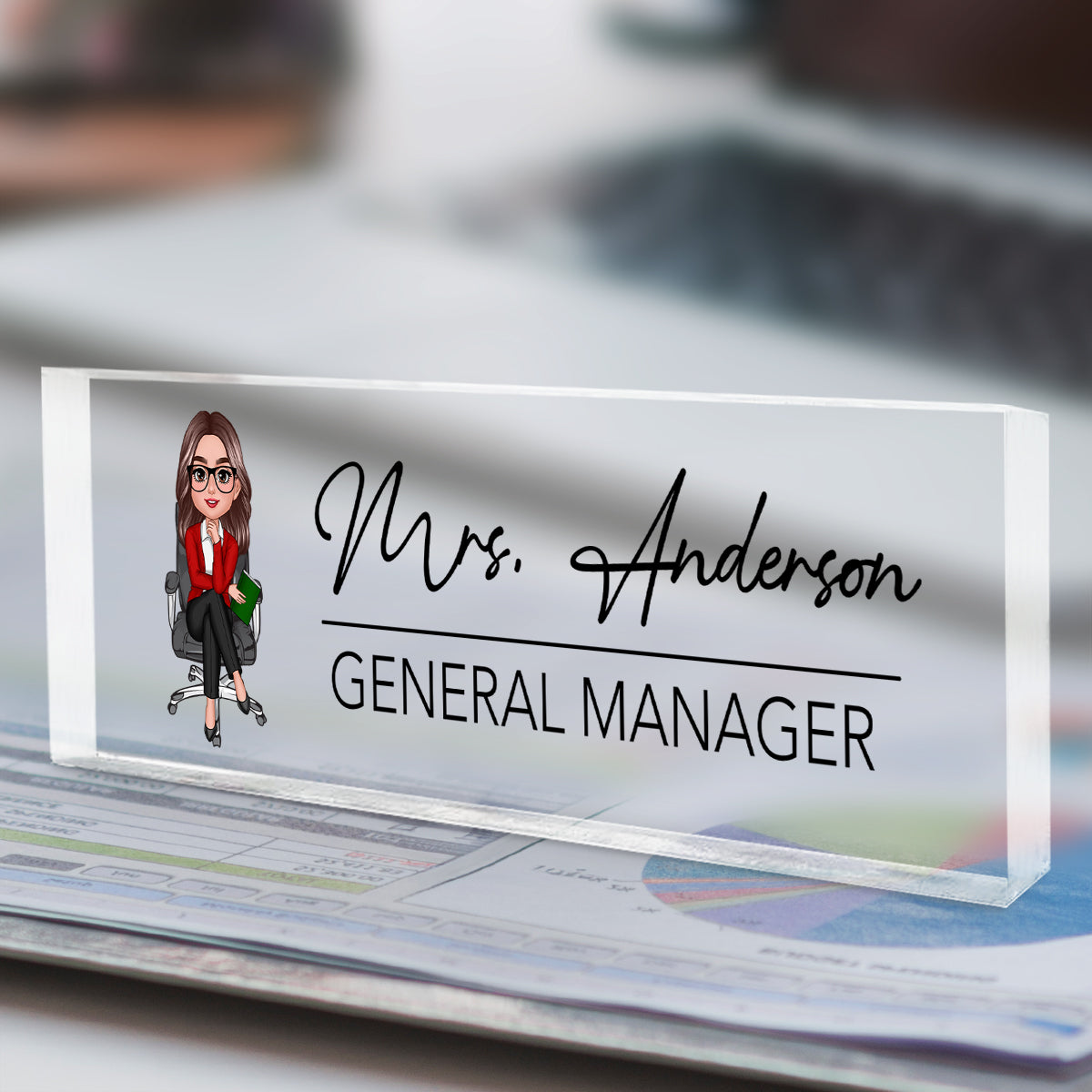 Woman Man Office Personalized Acrylic Desk Name Plate, Office Desk Decor, Gift For Colleagues, Coworkers