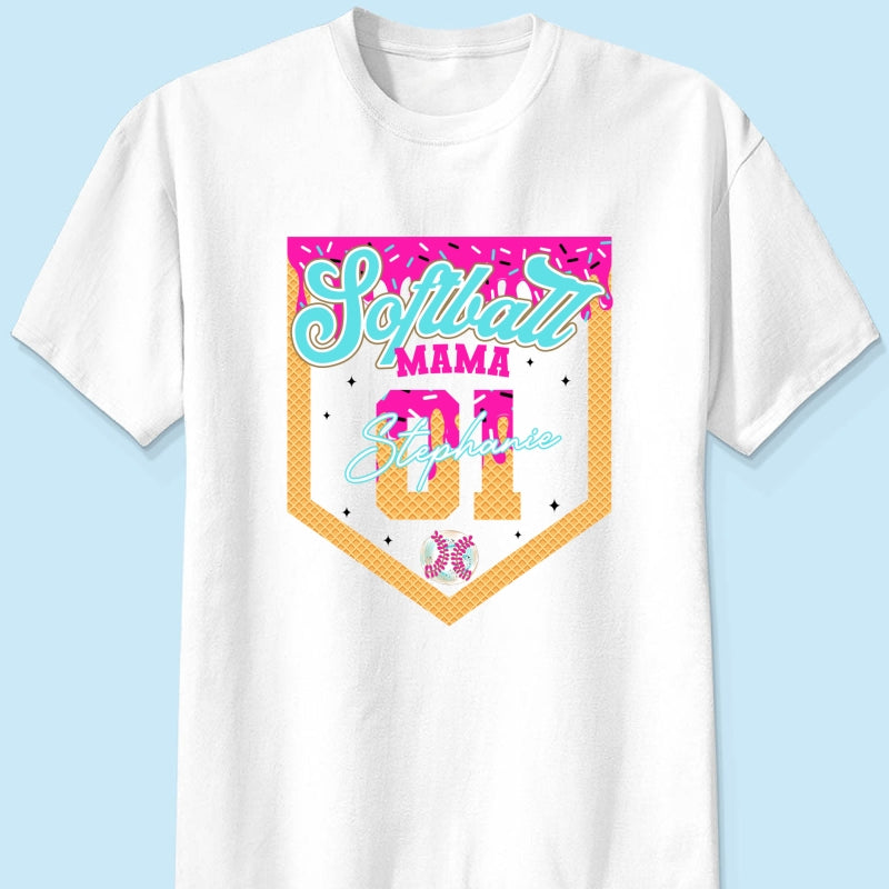 Baseball Softball Mom Ice Cream Drip Personalized Shirt, Gift for Moms
