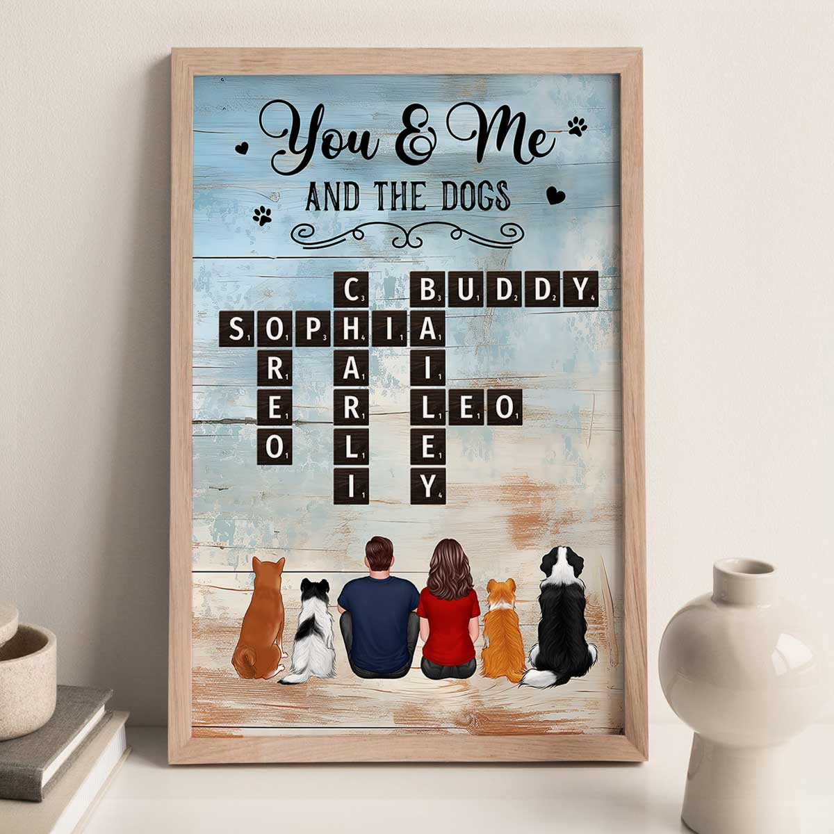 Home Filled With Love & Dog Hair Back View Couple & Dogs Personalized Poster