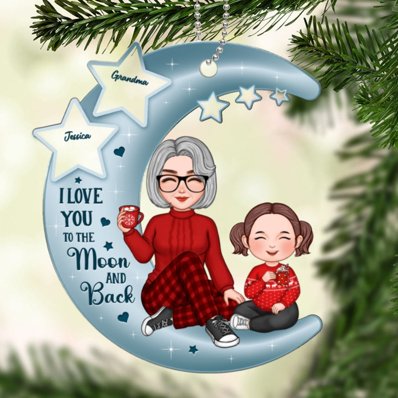 Love You To The Stars Cute Grandma Grandkid Sitting Personalized Acrylic Ornament