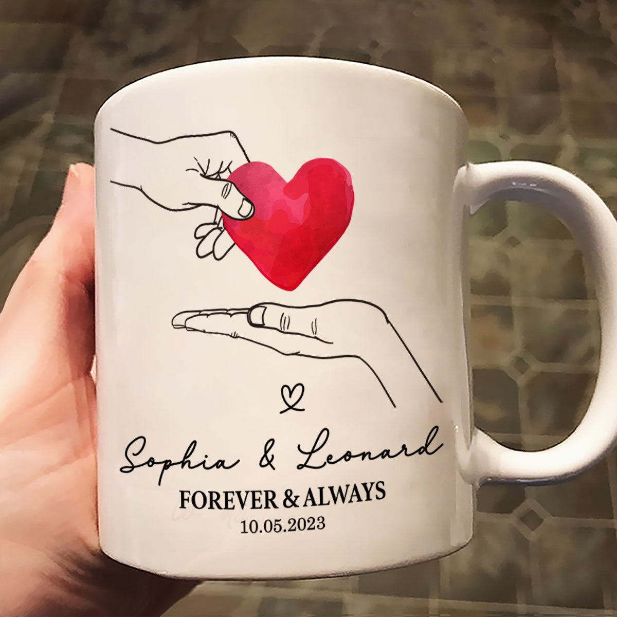 Give You My Heart Couple Hands Personalized Mug,  gift, Anniversary gift for Couples