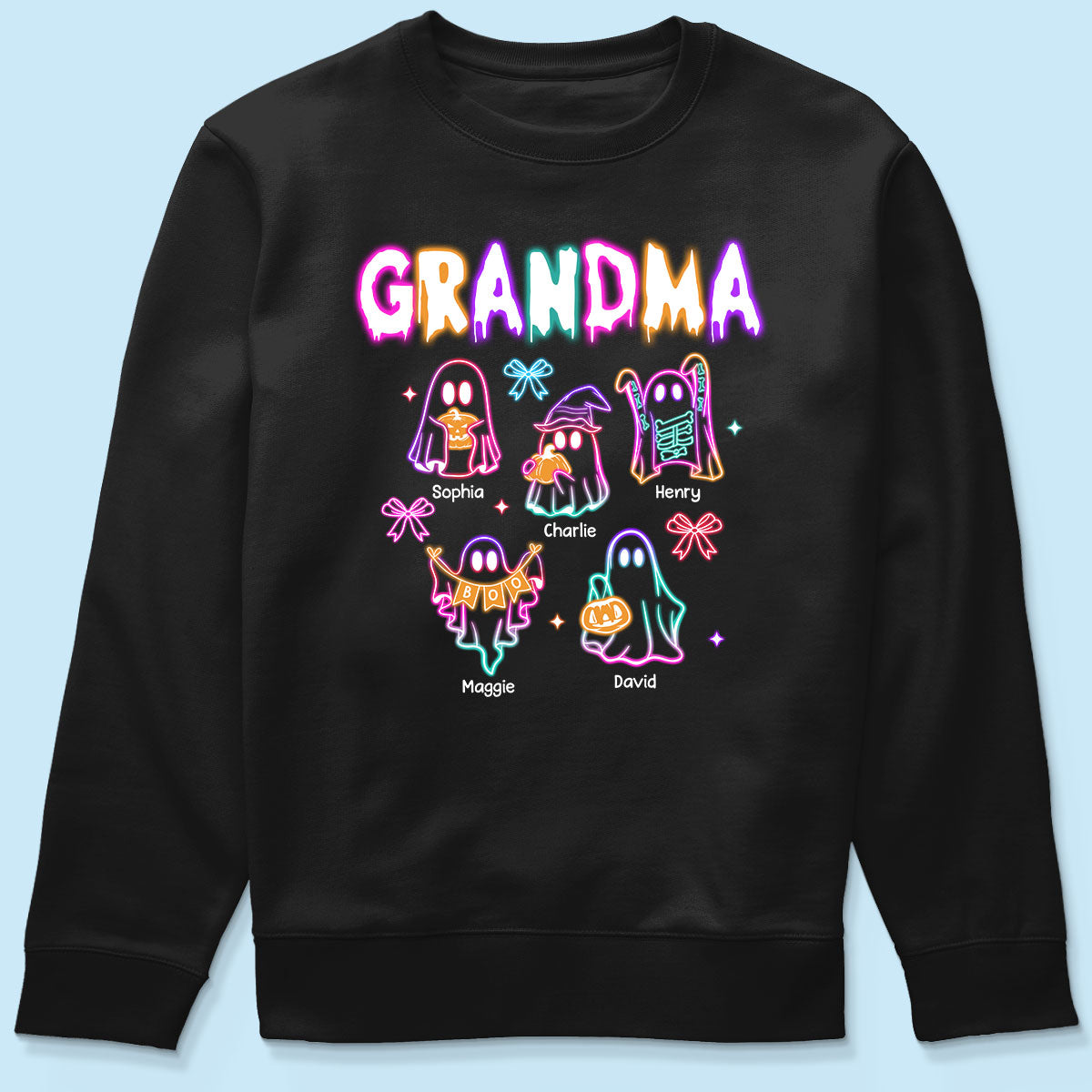 Halloween Grandma Boo Neon Style Personalized Shirt