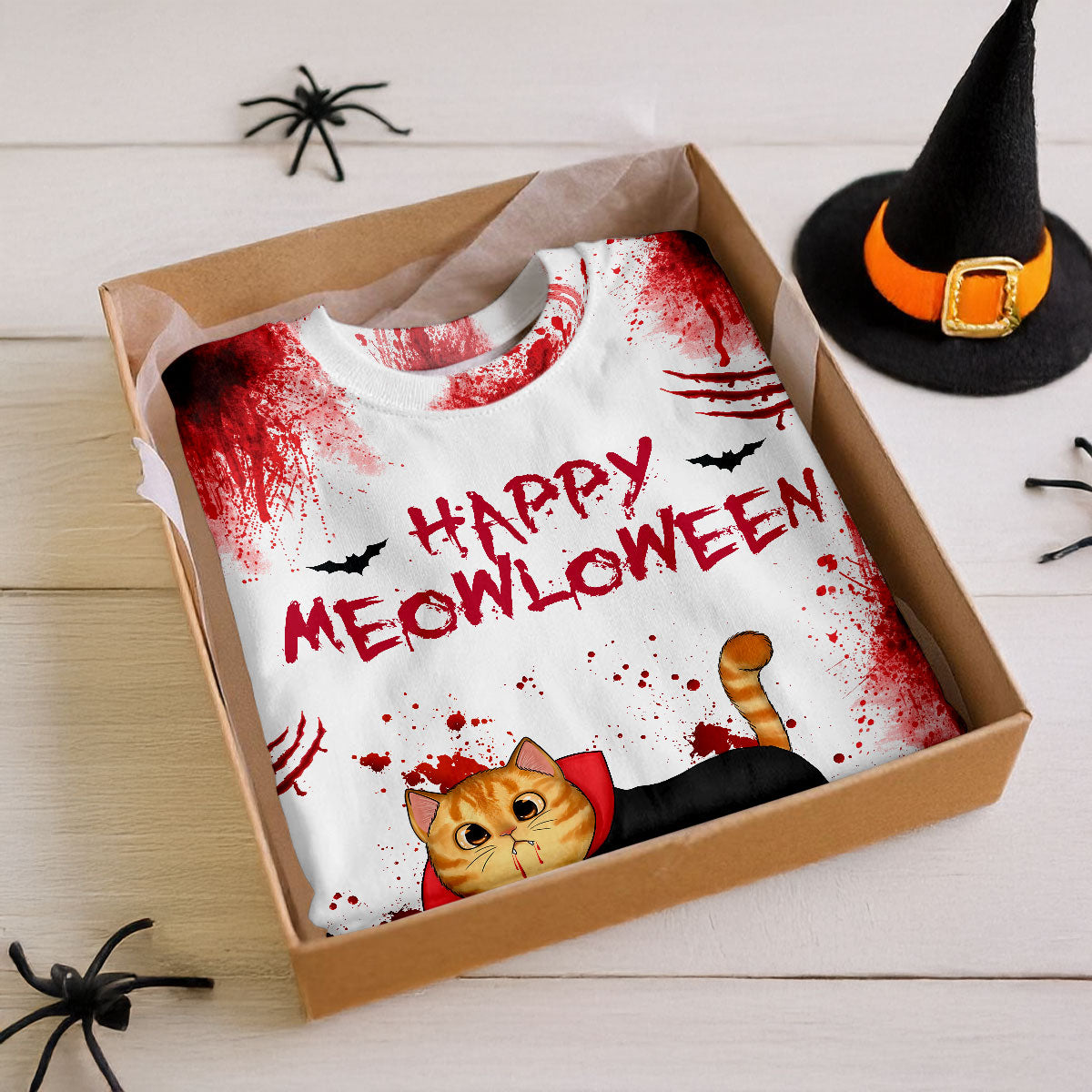 Happy Meowloween Spooky Walking Cat Personalized Shirt, Halloween Costume For Cat Lover