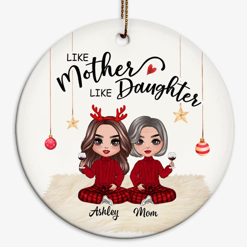 Doll Mother And Daughters Personalized Circle Ornament
