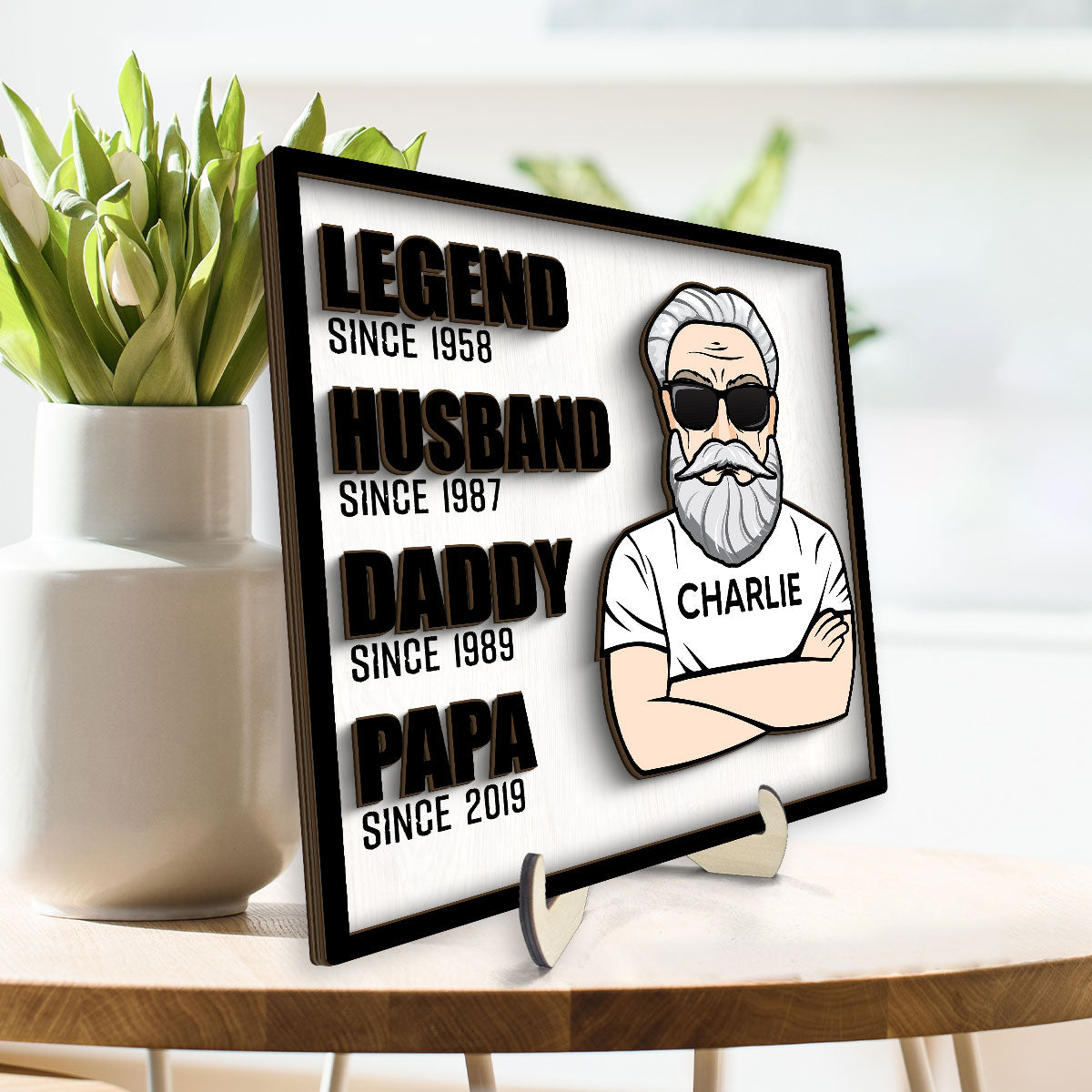 Legend Husband Dad Grandpa Personalized 2-Layer Wooden Plaque