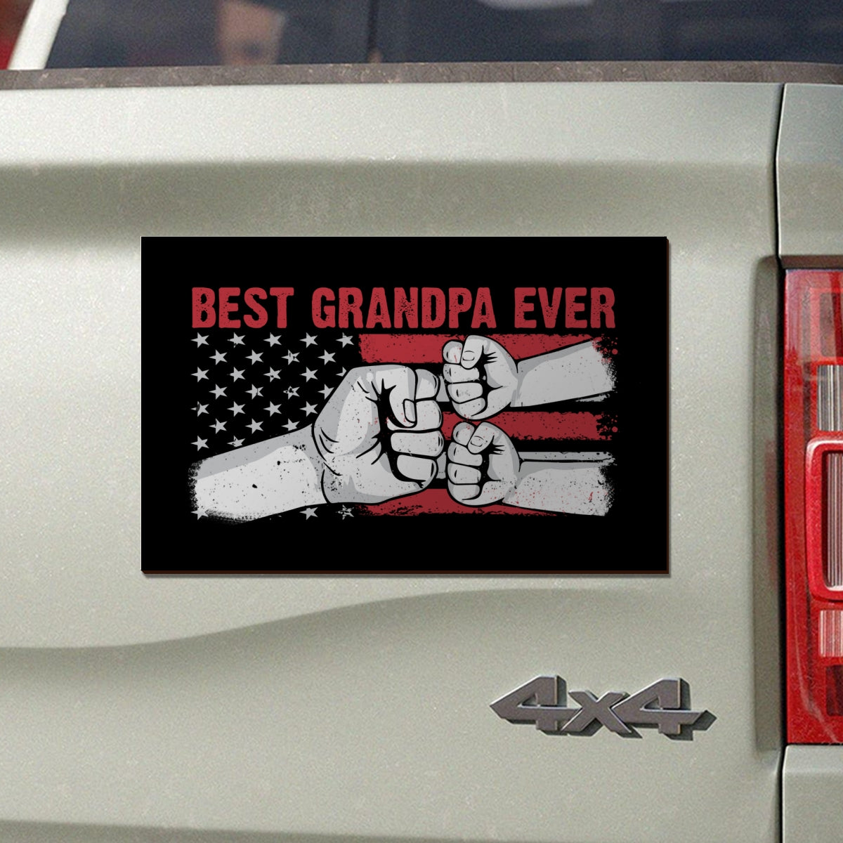 Grandpa Fist Bump Nation Flag Personalized Car Magnet, Gift For Grandpa