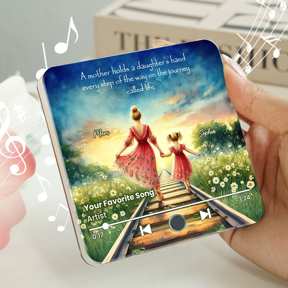 A Mother Holds Her Daughter's Hand Personalized Music Fridge Magnet, Heartfelt Mother Daughter Gift, Birthday Gift for Mom