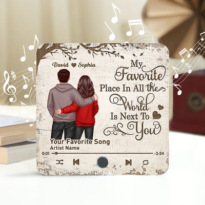 Favorite Place In The World Couple Standing Back View - Personalized Music Fridge Magnet - Heartfelt Gift For Couple, For Him, For Her, Husband, Wife