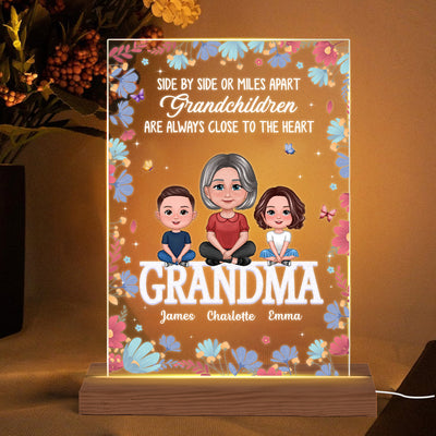 Pretty Doll Grandma Grandkids On Text Personalized Acrylic LED Night Light