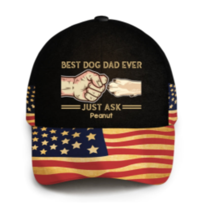 Best Dog Dad Ever Nation Flag Personalized Classic Cap, Father's Day Gift For Dog Dad