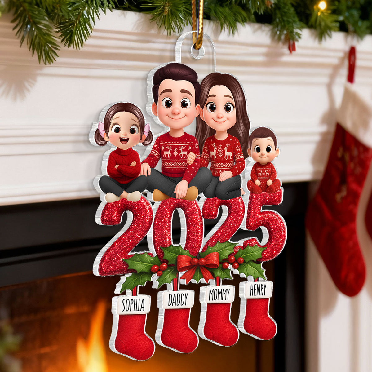 Our Family 2025 Keepsake - Personalized Acrylic Ornament - Christmas Decor for Family