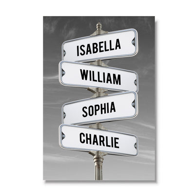 Family Intersection Sign Name Personalized Poster