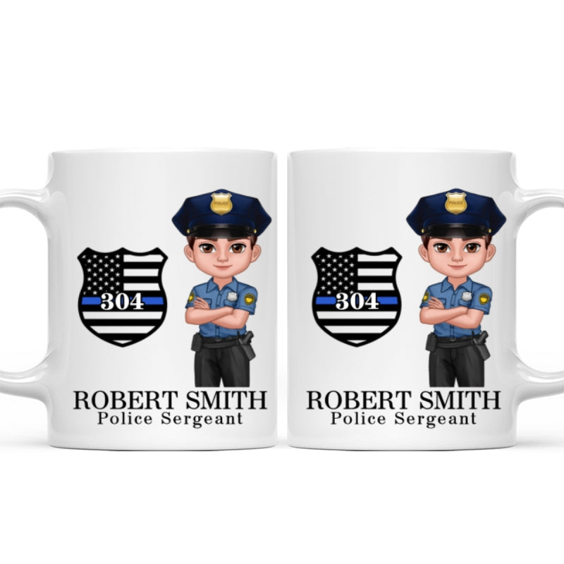 Police Thin Blue Line Personalized Mug, Appreciation Gift, Christmas Gift For Colleagues, Boss, Police Officers, Sheriff, Deputy Sheriff