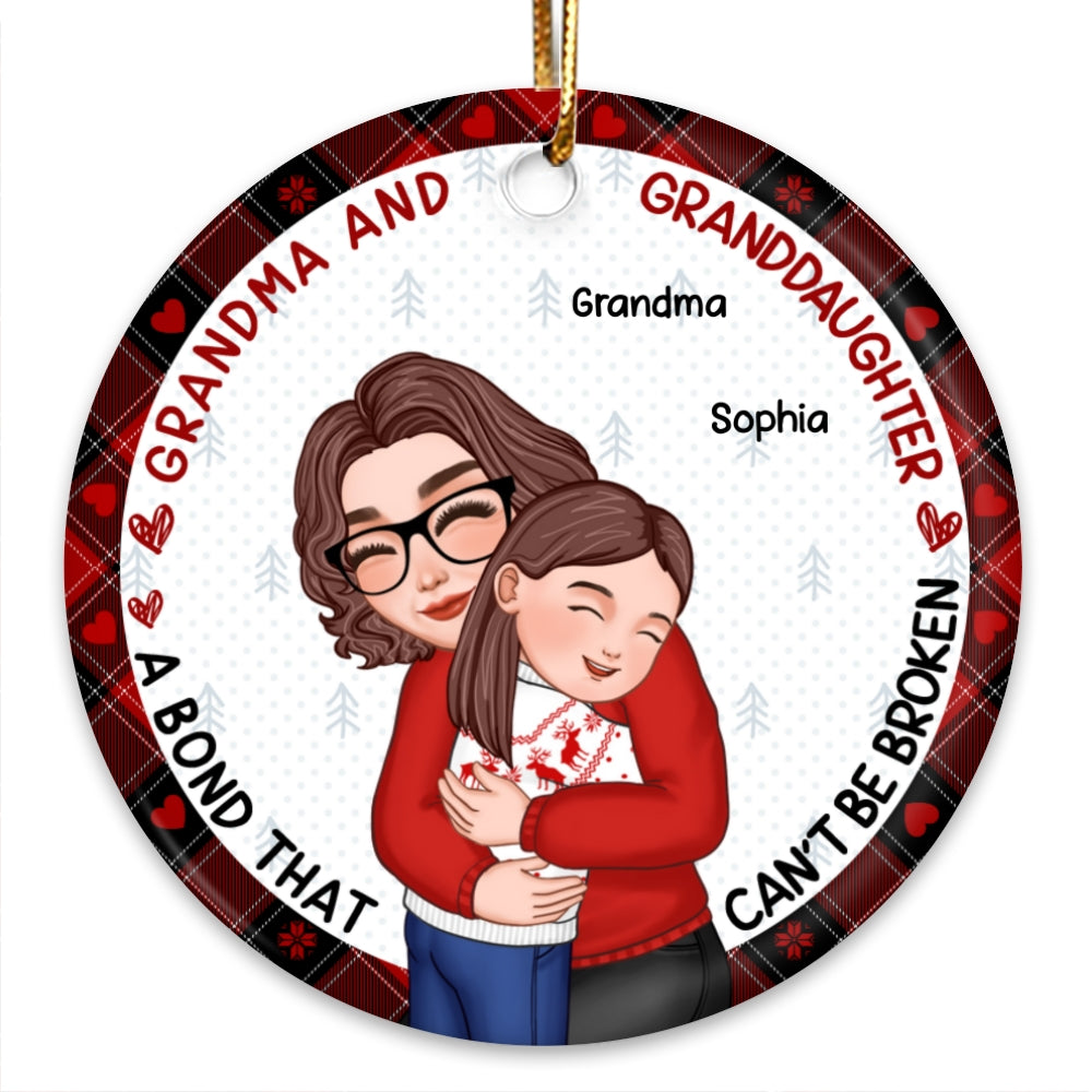 Christmas Grandma And GrandKid Embracing Gift For Granddaughter Grandson Personalized Circle Ornament