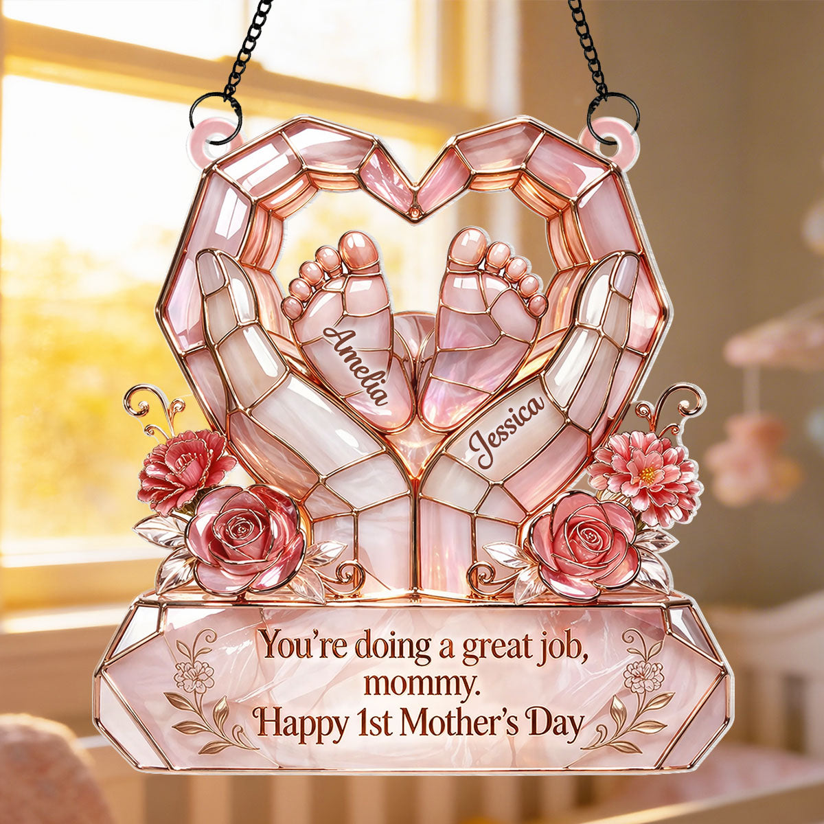 Happy 1st Mother's Day - Personalized Suncatcher - Heartfelt Mother's Day Gift for New Mom, Wife