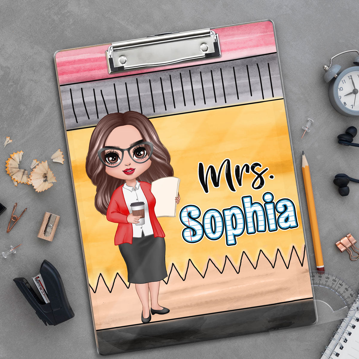 Teacher Pencil Personalized Clipboard, Appreciation Thank You Gift