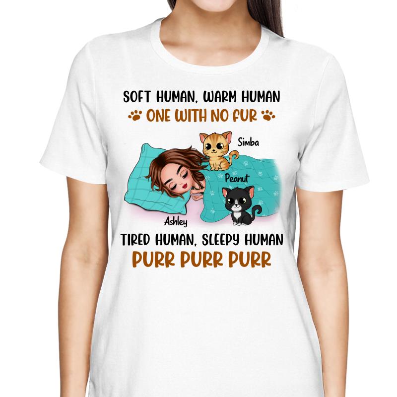 Soft Human Warm Human Cat Mom Personalized Shirt