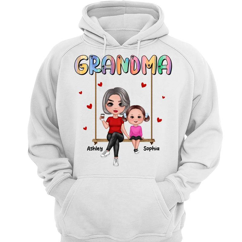 Grandma & Grandkids Sitting On Swing Personalized Shirt