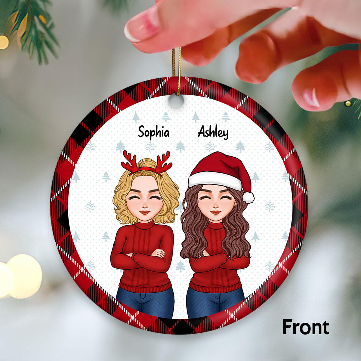Cool Man Woman Congrats On Being My Bestie Christmas Gift For Friends Personalized Double Sided Circle Ornament