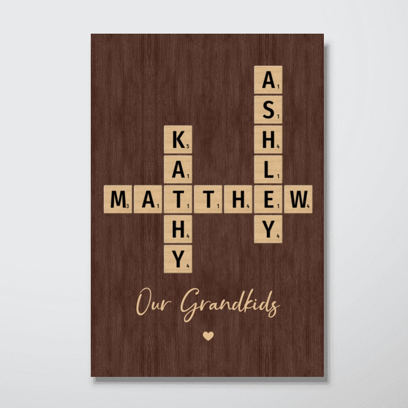 Our Grandkids Crossword Puzzle Art - Created In A Moment, Treasured Forever Personalized Poster