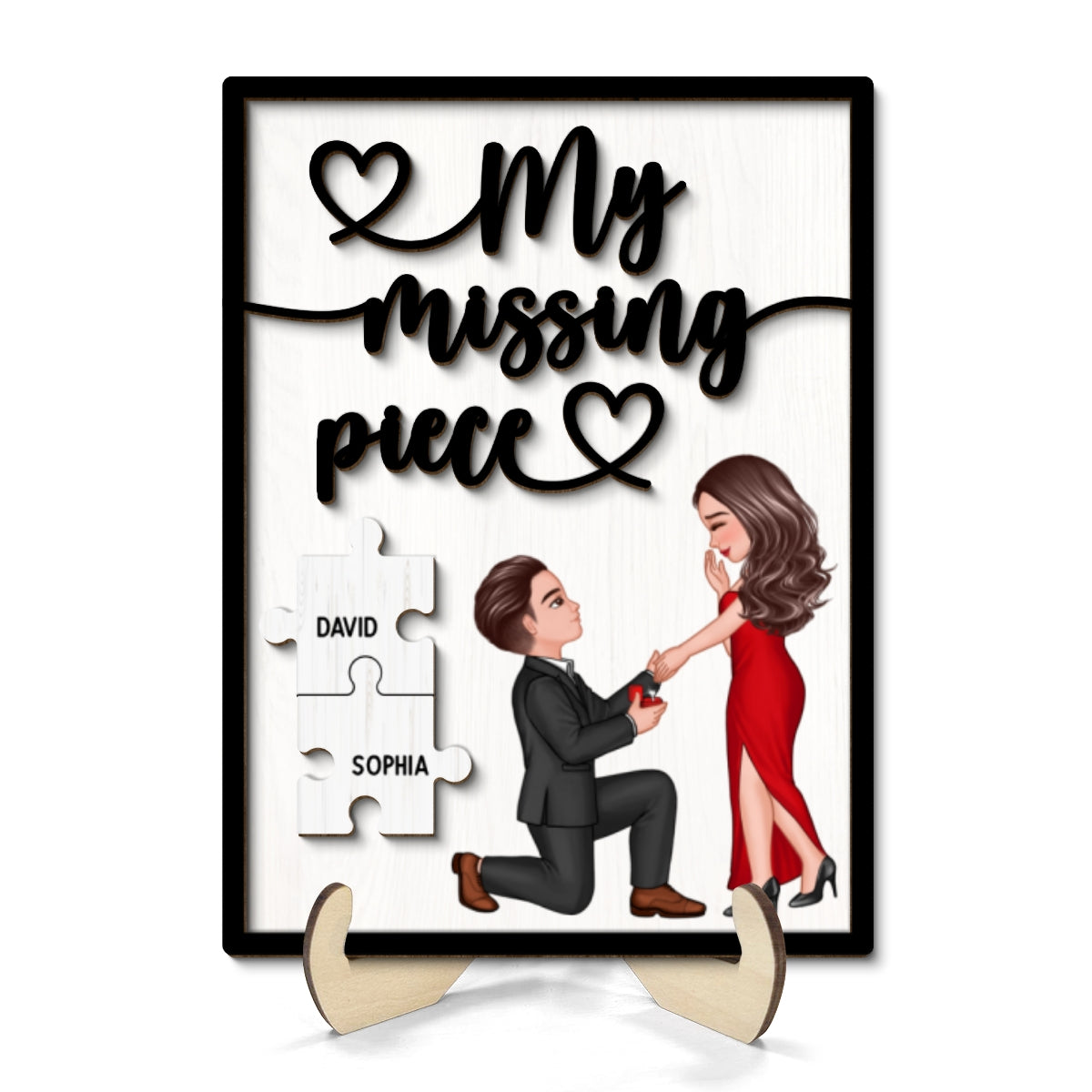 My Missing Piece Proposing Couple Valentine‘s Day Gift For Her Gift For Him Personalized 2-Layer Wooden Plaque