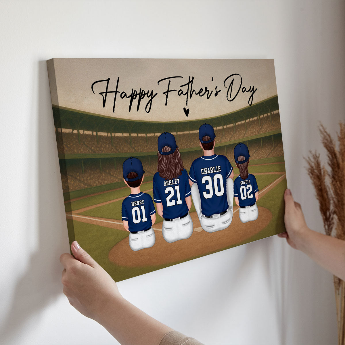 Retro Vintage Baseball Family Daddy's Dream Team Personalized Wrapped Canvas| Unique Father's Day Gift For Dad