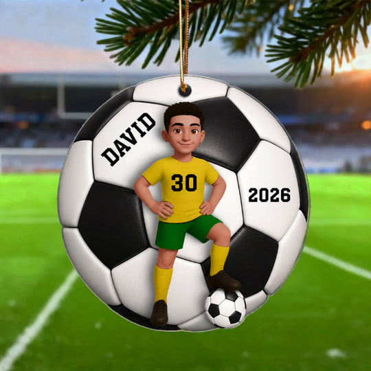 Soccer Girl Boy 3D Effect - Personalized Acrylic Ornament