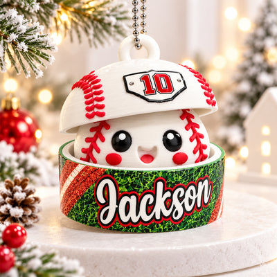 Custom Baseball Cute Dumpling - Personalized 3D Printed Baseball Figurine Ornament - Christmas Gift for Daughter, Son, Grandkids