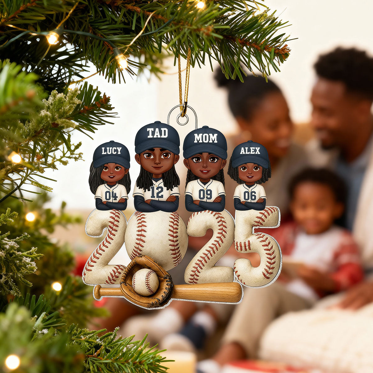 3D Effect Christmas Baseball Family Together We're A Team - Personalized Acrylic Ornament - Gift For Family