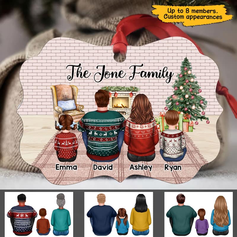 Family Sitting Wall Brick Personalized Christmas Ornament